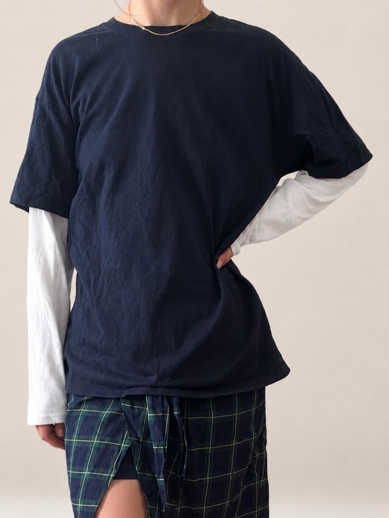 Original Use Tops - NWOT ORIGINAL USE Black White Layered Short + Long Sleeve Thermal T Shirt Medium